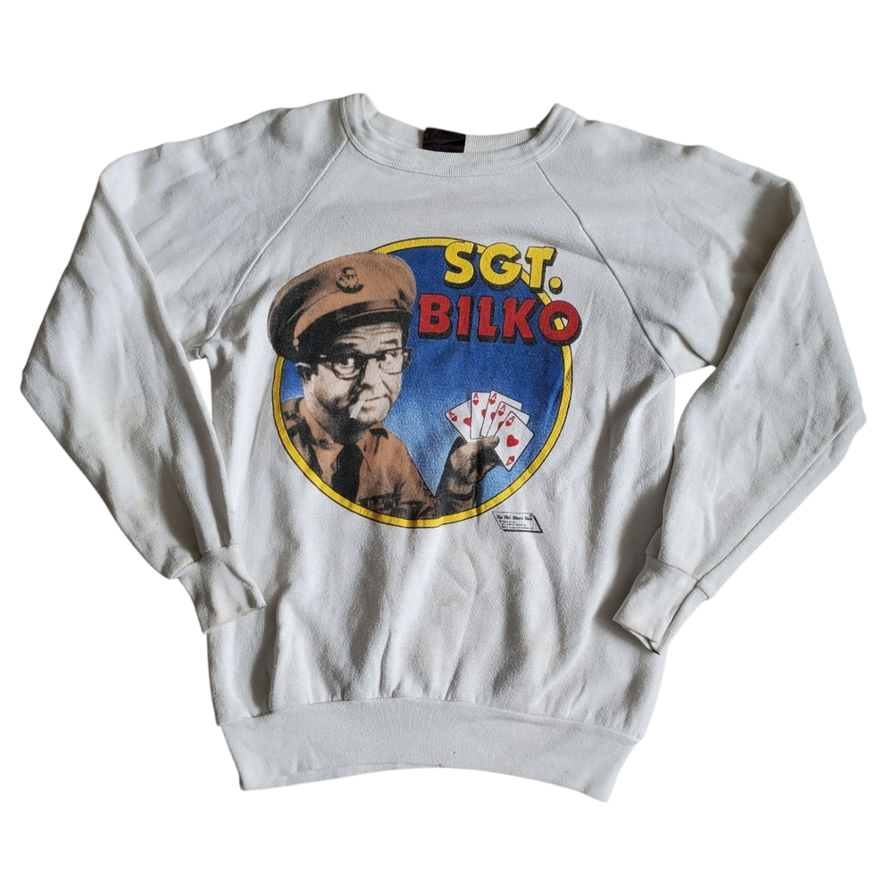 Vintage 80's White Sgt. Bilko Graphic Sweatshirt - Womens Medium